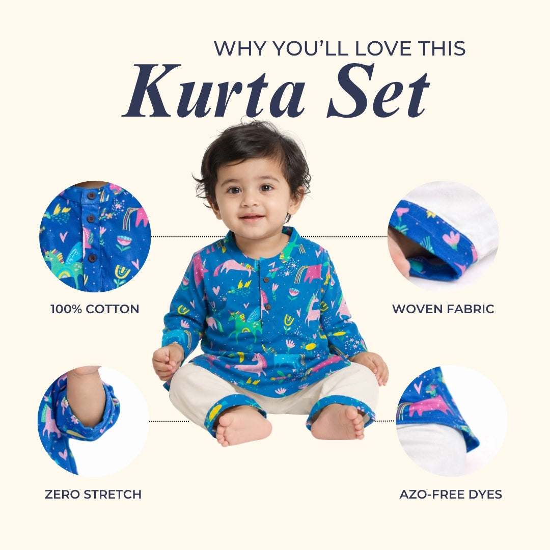 Mystical Unicorn Cotton Kurta Set