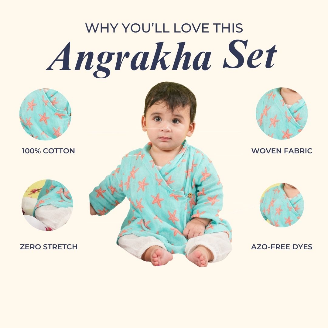 Coral Starfish Muslin Angrakha Set