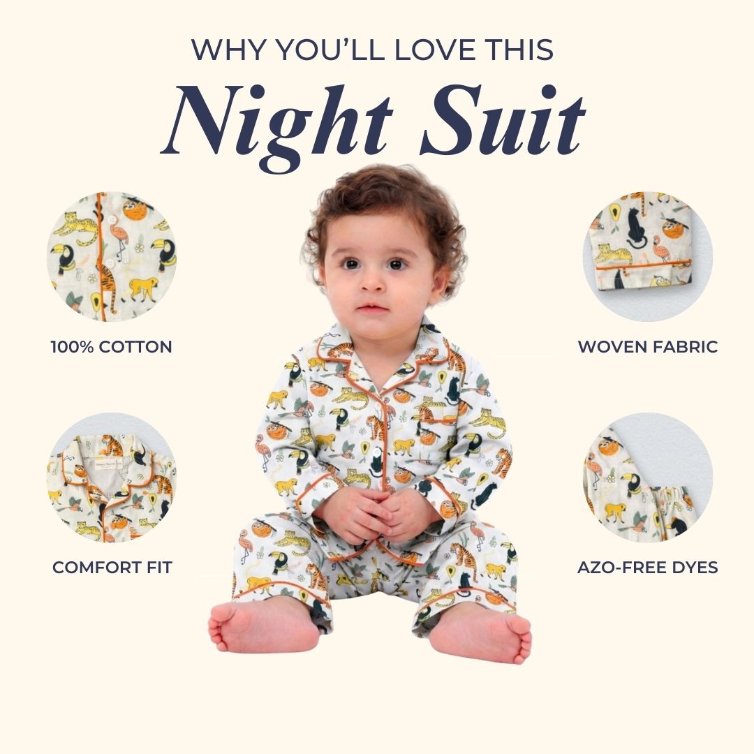 Jungle Animals Full Sleeves Night Suit