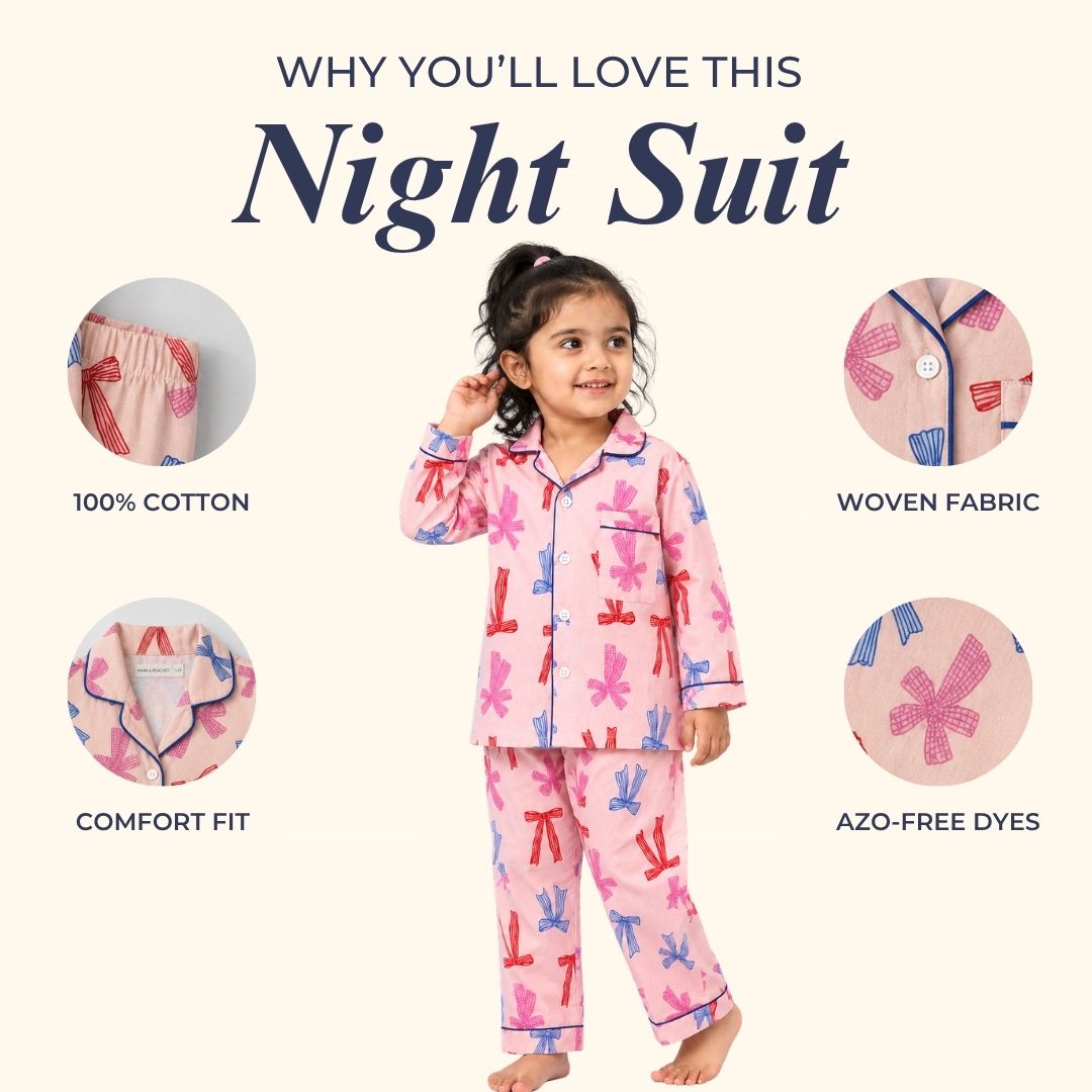 Bow Party Full Sleeves Night Suit