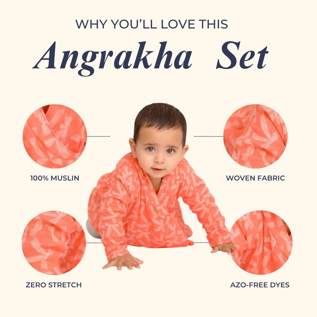 Red Bows Muslin Angrakha Set