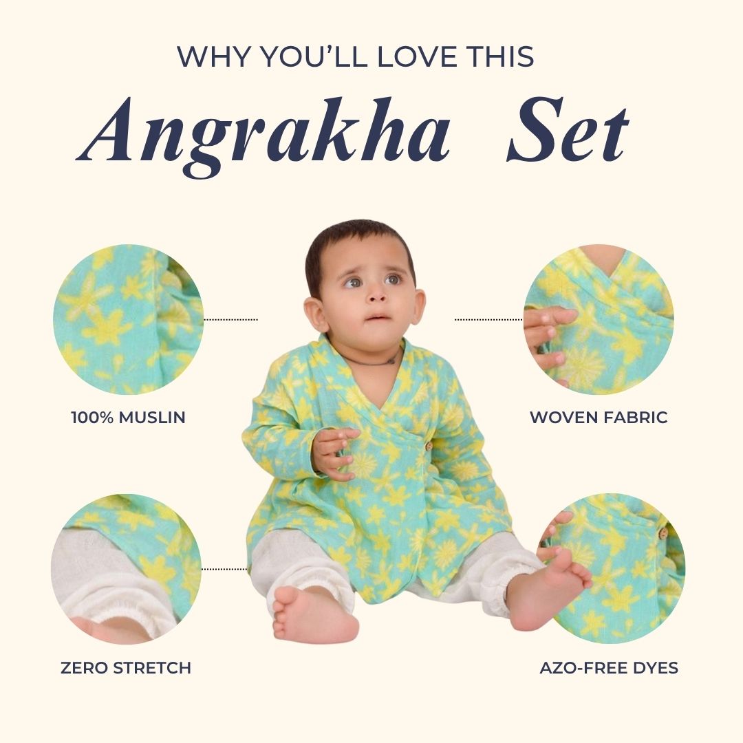 Summer Daisies Muslin Angrakha Set
