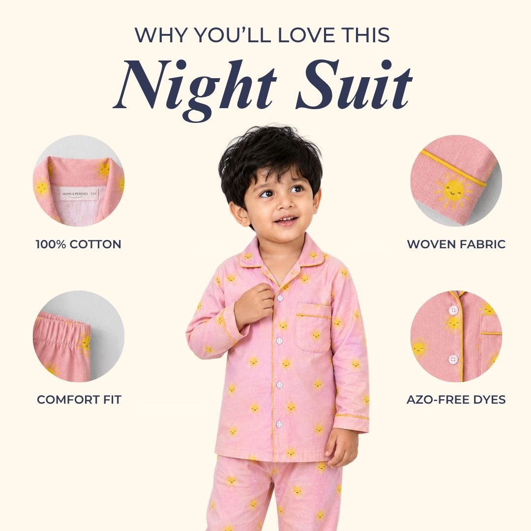 Pink Sun Full Sleeves Night Suit