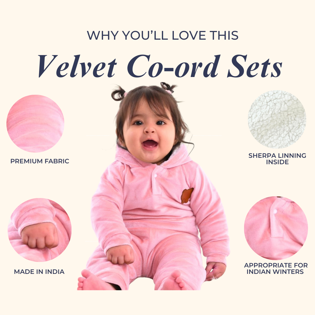 Pink Teddy Velvet Co-ord Set with Sherpa