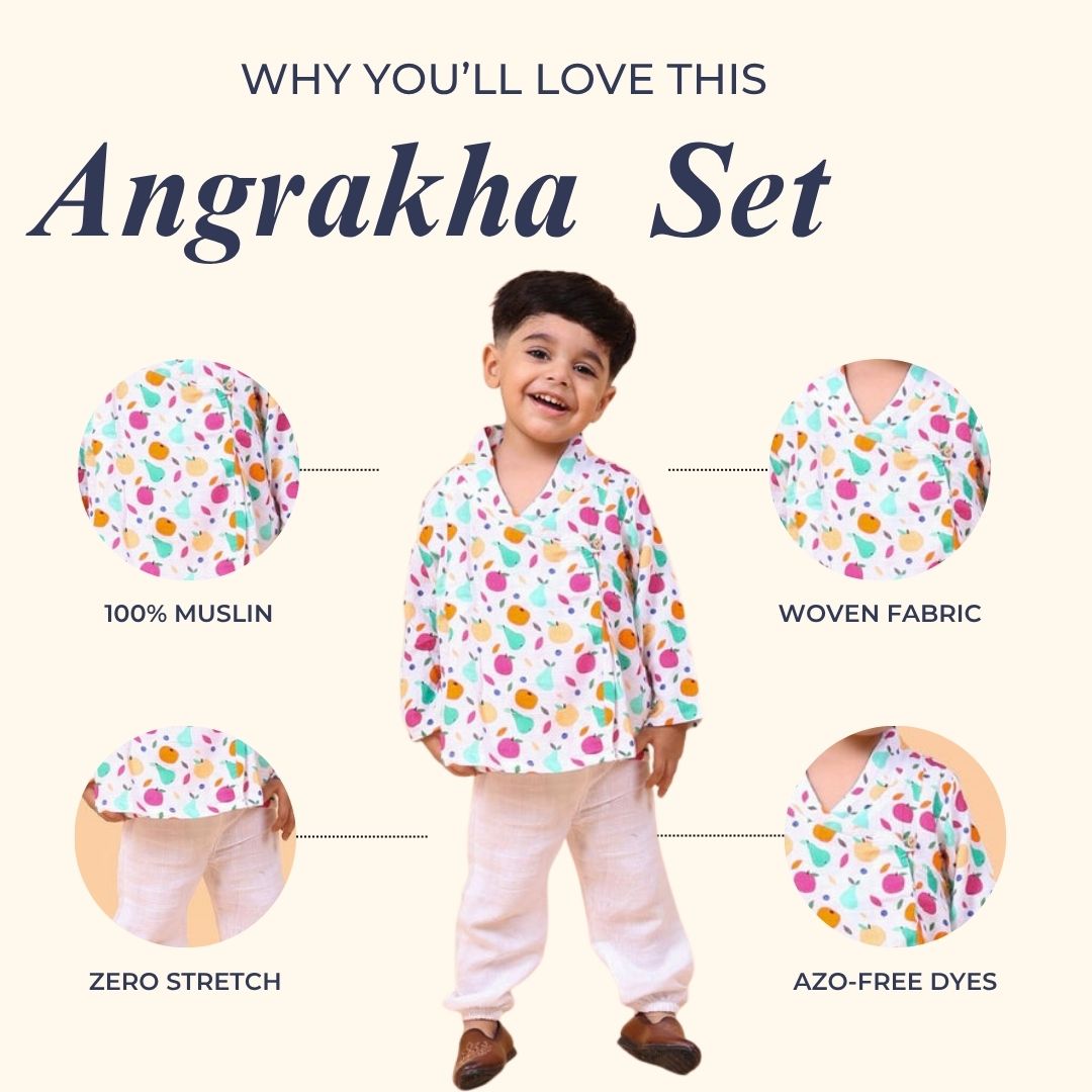 Tropical Fruits Muslin Angrakha Set