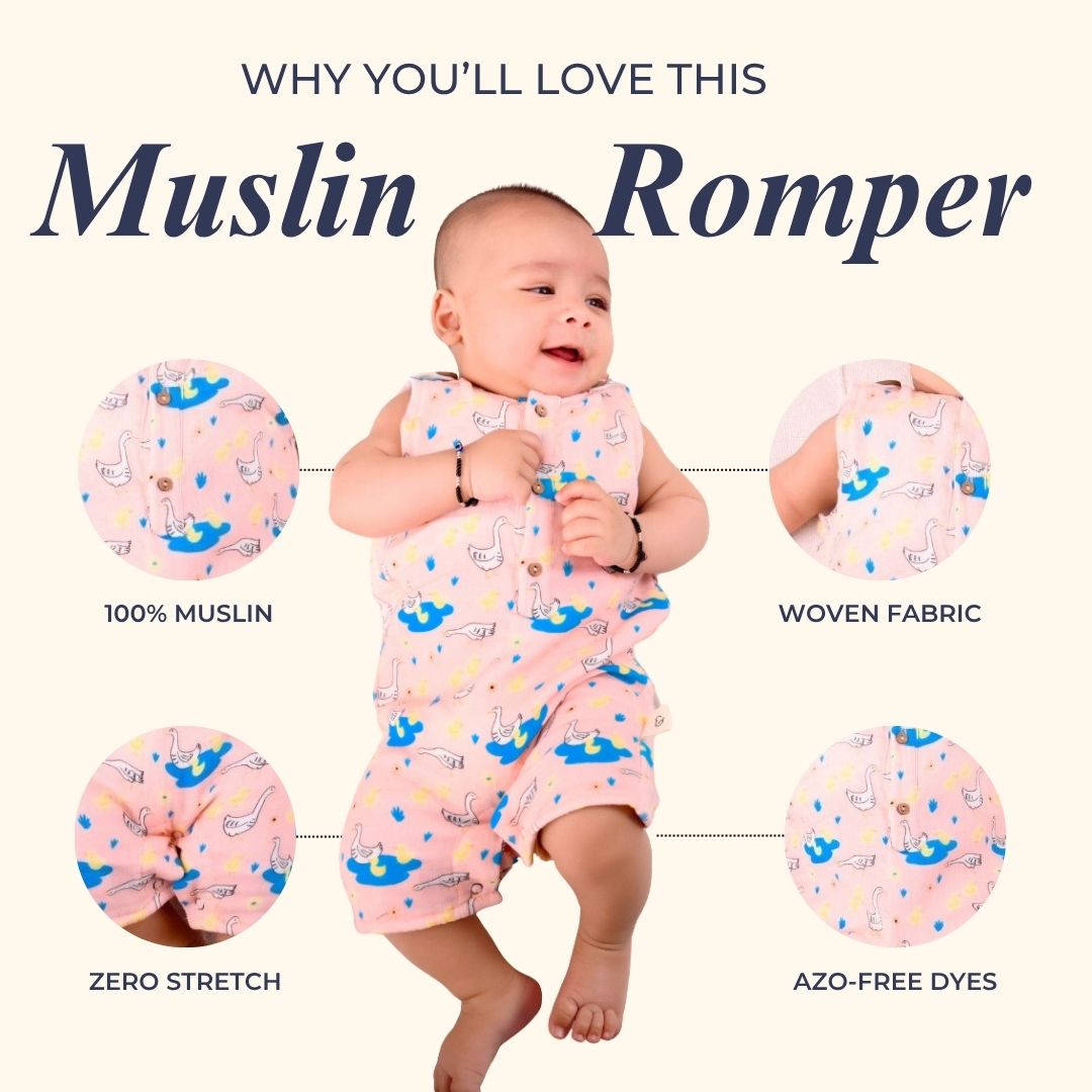 Ducks Muslin Double Layer Romper