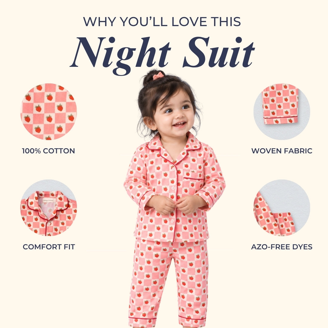 Strawberries Full Sleeves Night Suit
