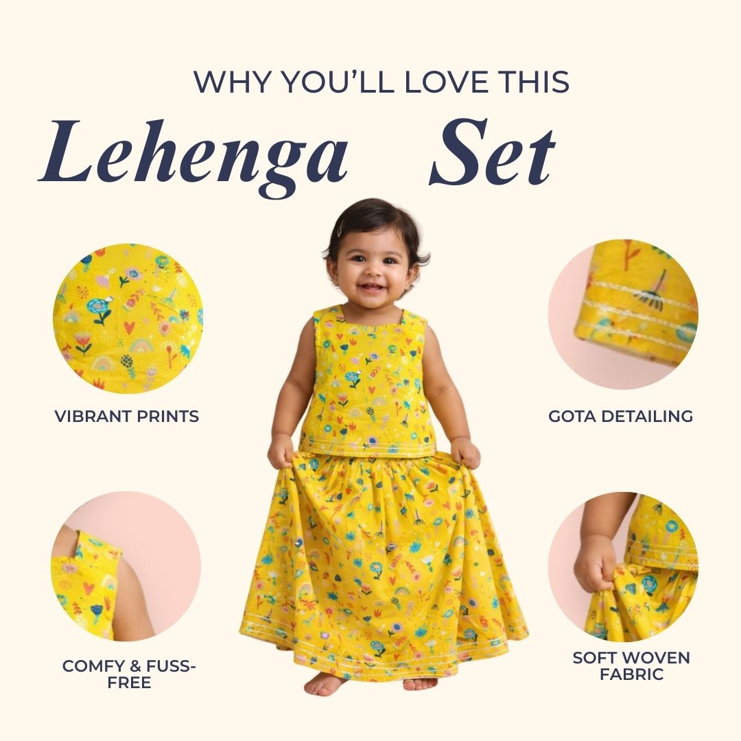 Yellow Floral Lehenga Set