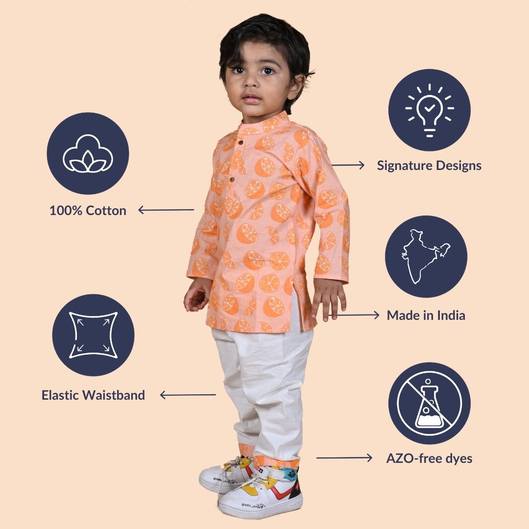 Orange Cotton Kurta Set