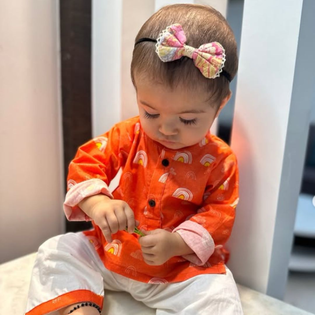 Orange Rainbows Cotton Kurta Set