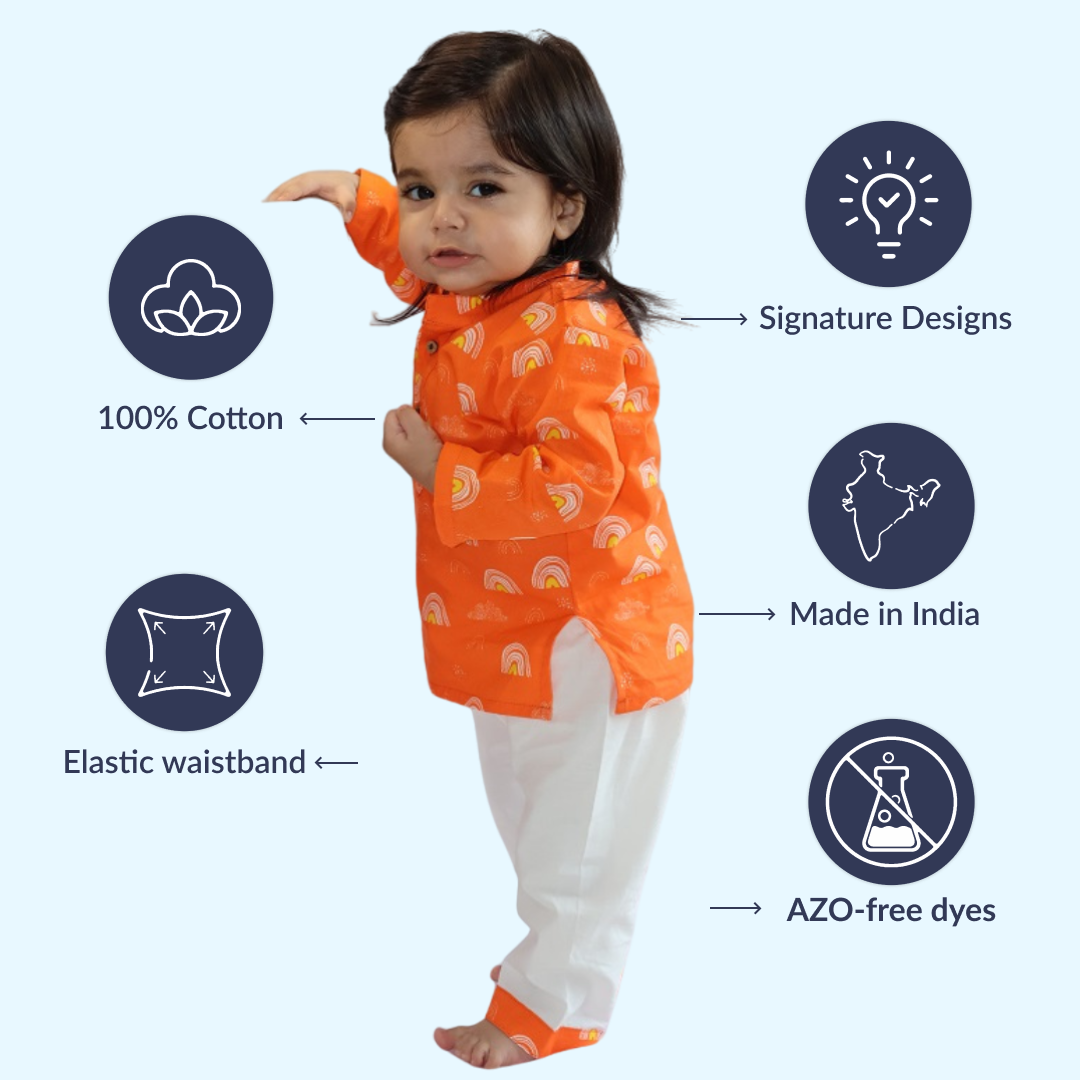 Orange Rainbows Kurta Set