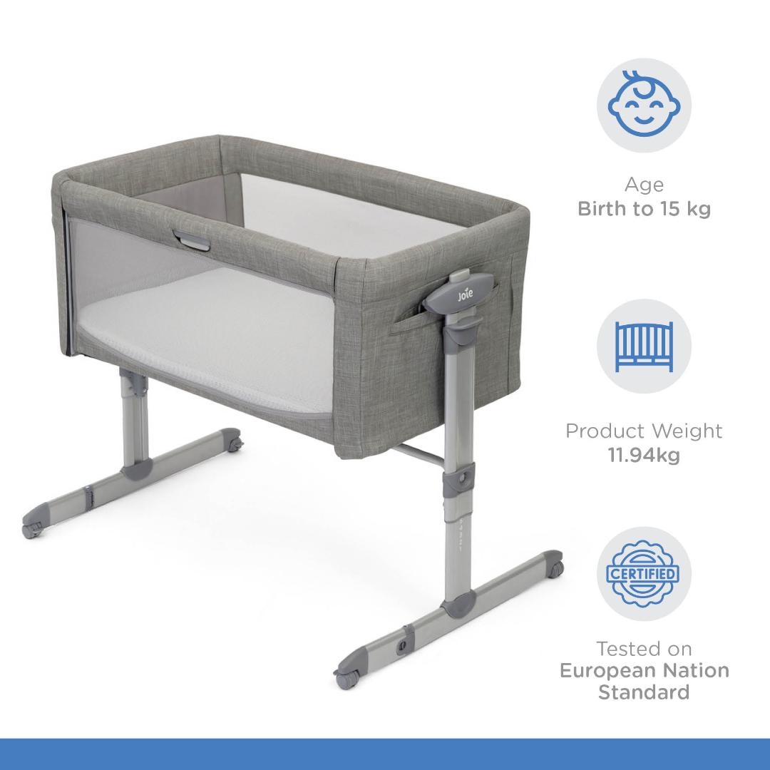 Joie Bassinet Roomie Glide Foggy Grey Birth to 9 Months