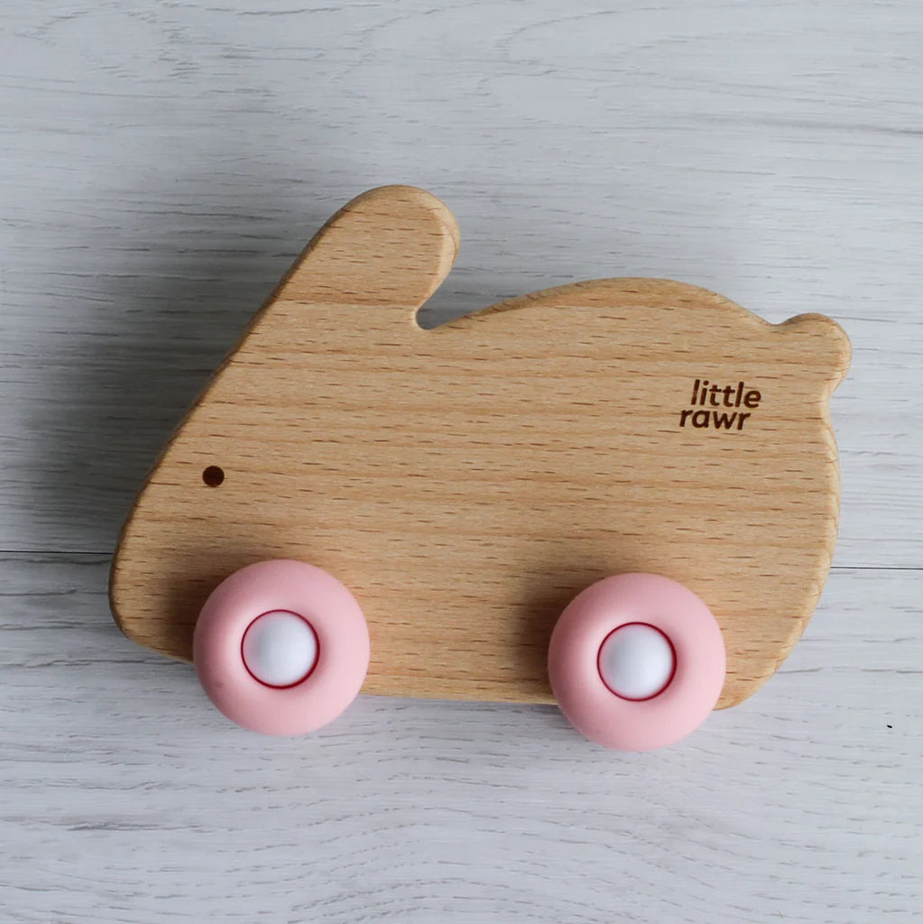 LITTLE RAWR WOOD WHEELIE ANIMAL - PINK