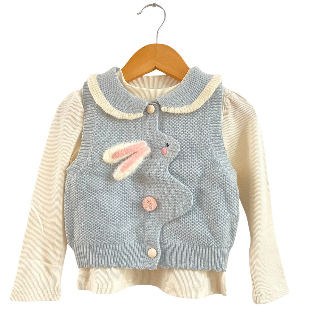 Peekaboo Rabbit Sweater 2pc set - Blue