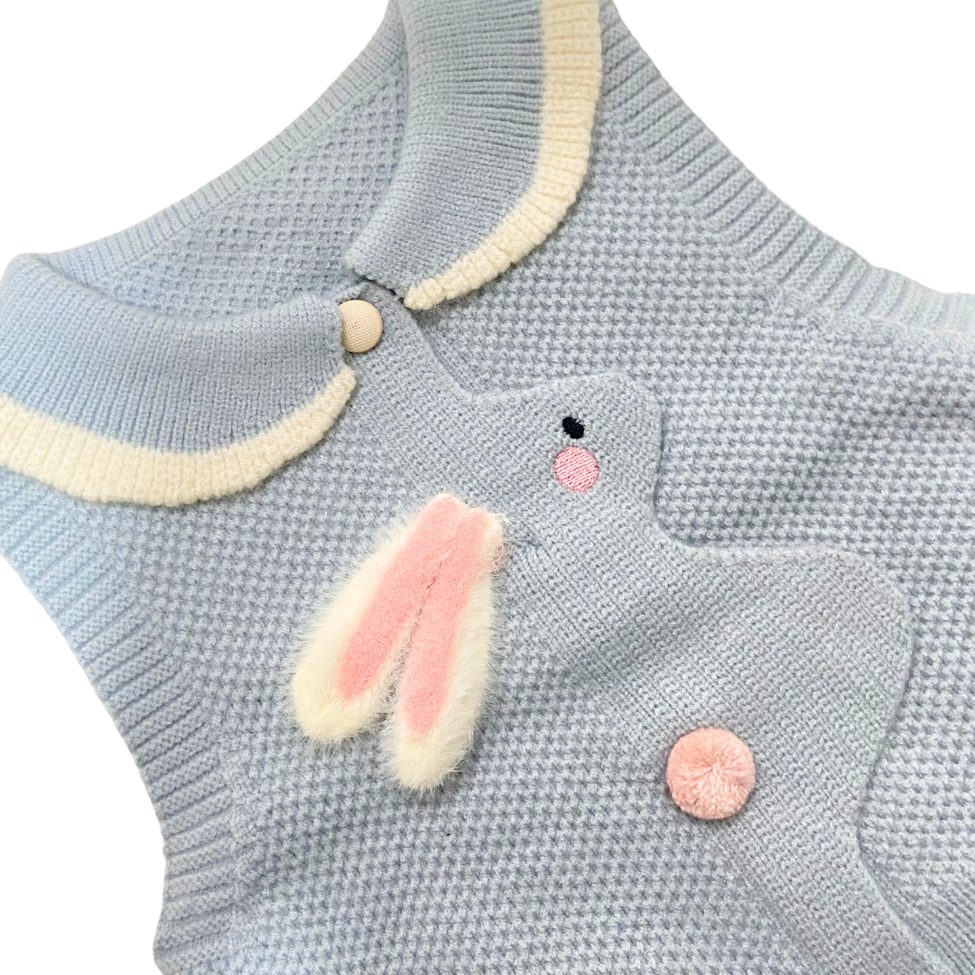 Mama &amp; Peaches Peekaboo Rabbit Sweater 2pc set - Blue