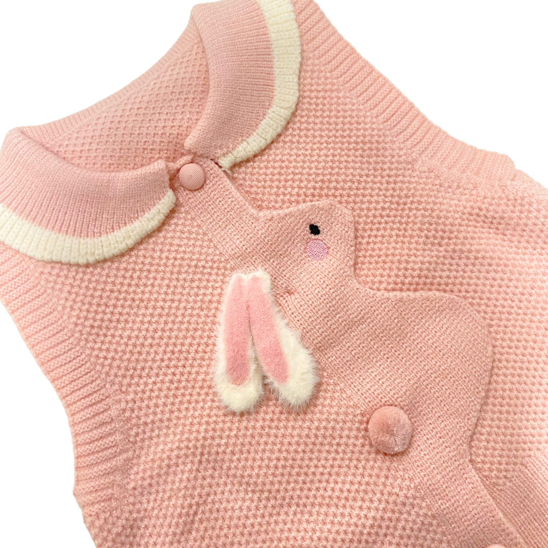 Mama &amp; Peaches Peekaboo Rabbit Sweater 2pc set - Pink