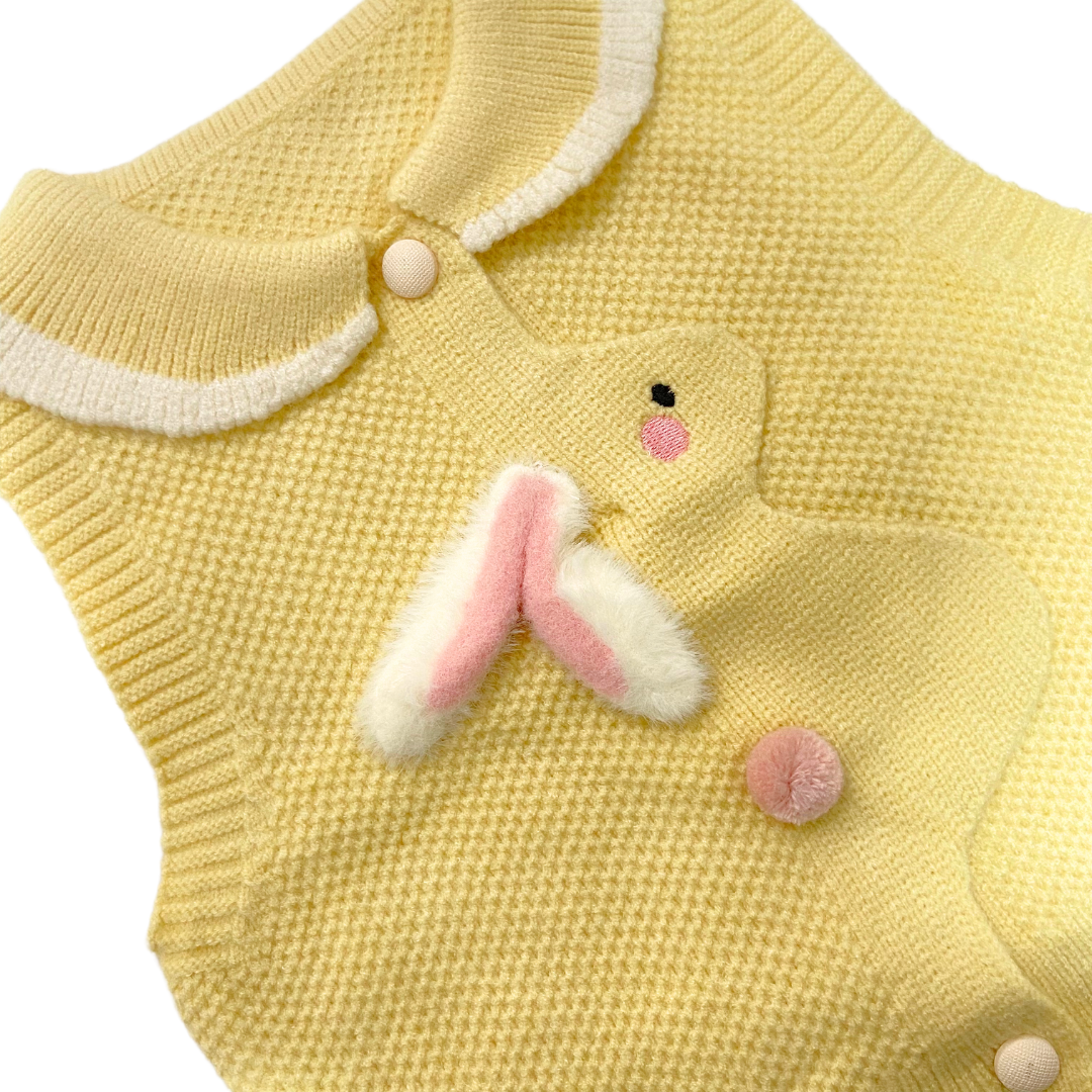 Mama &amp; Peaches Peekaboo Rabbit Sweater 2pc set - Yellow