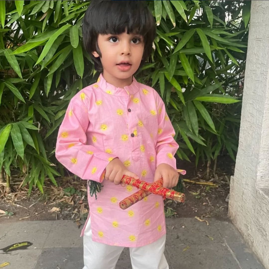 Pink Sun Cotton Kurta Set