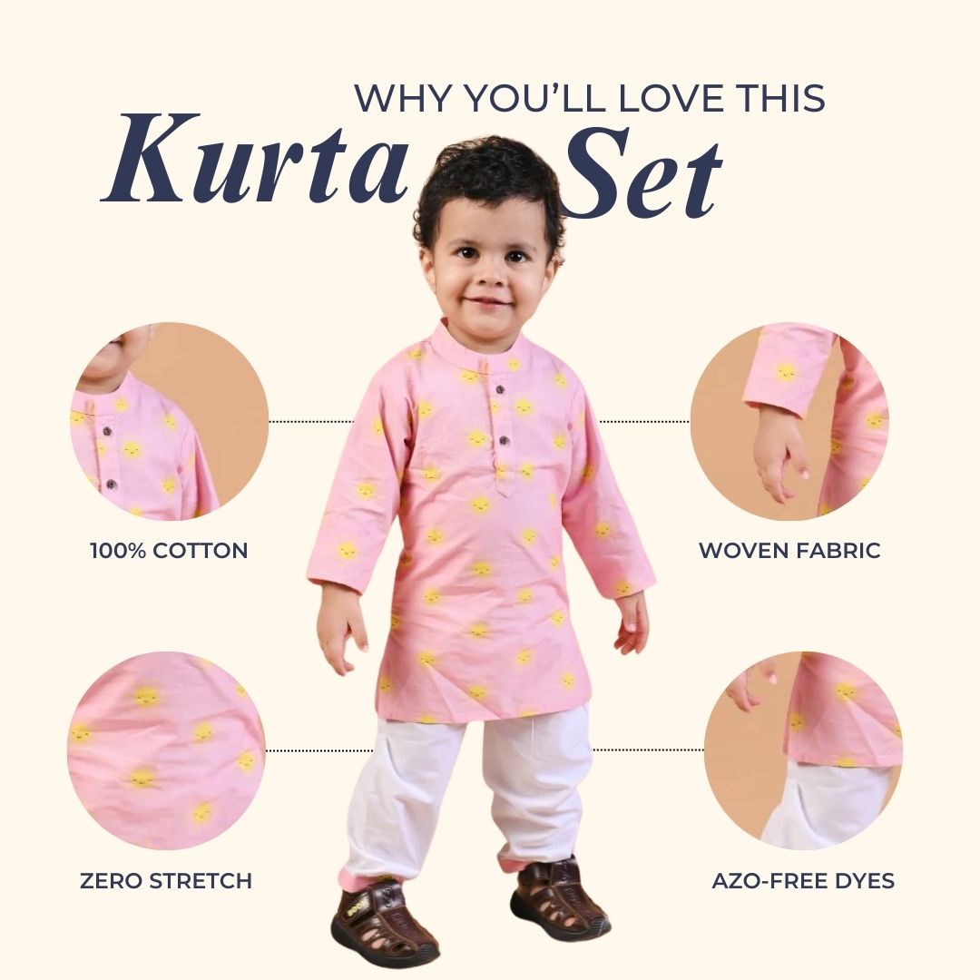 Pink Sun Cotton Kurta Set