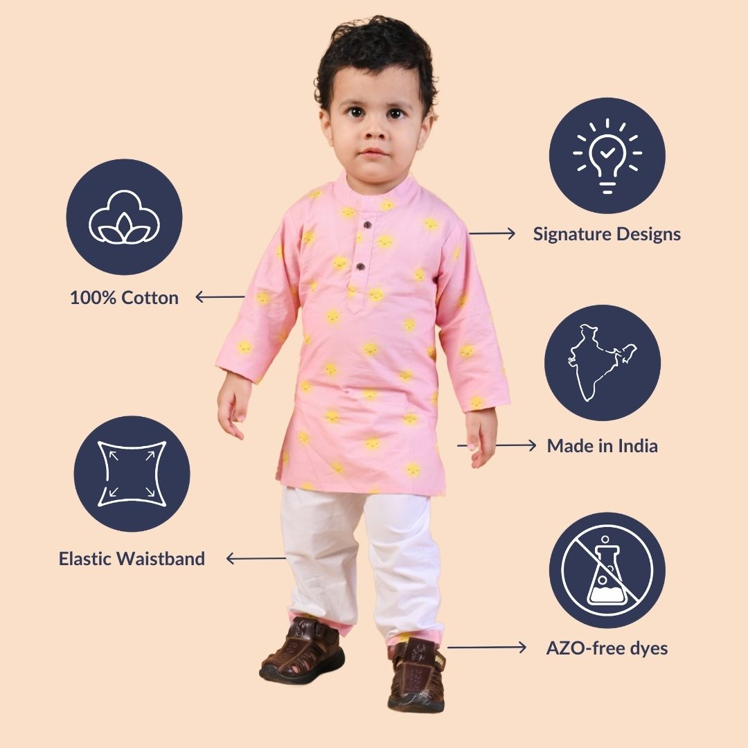 Pink Sun Cotton Kurta Set