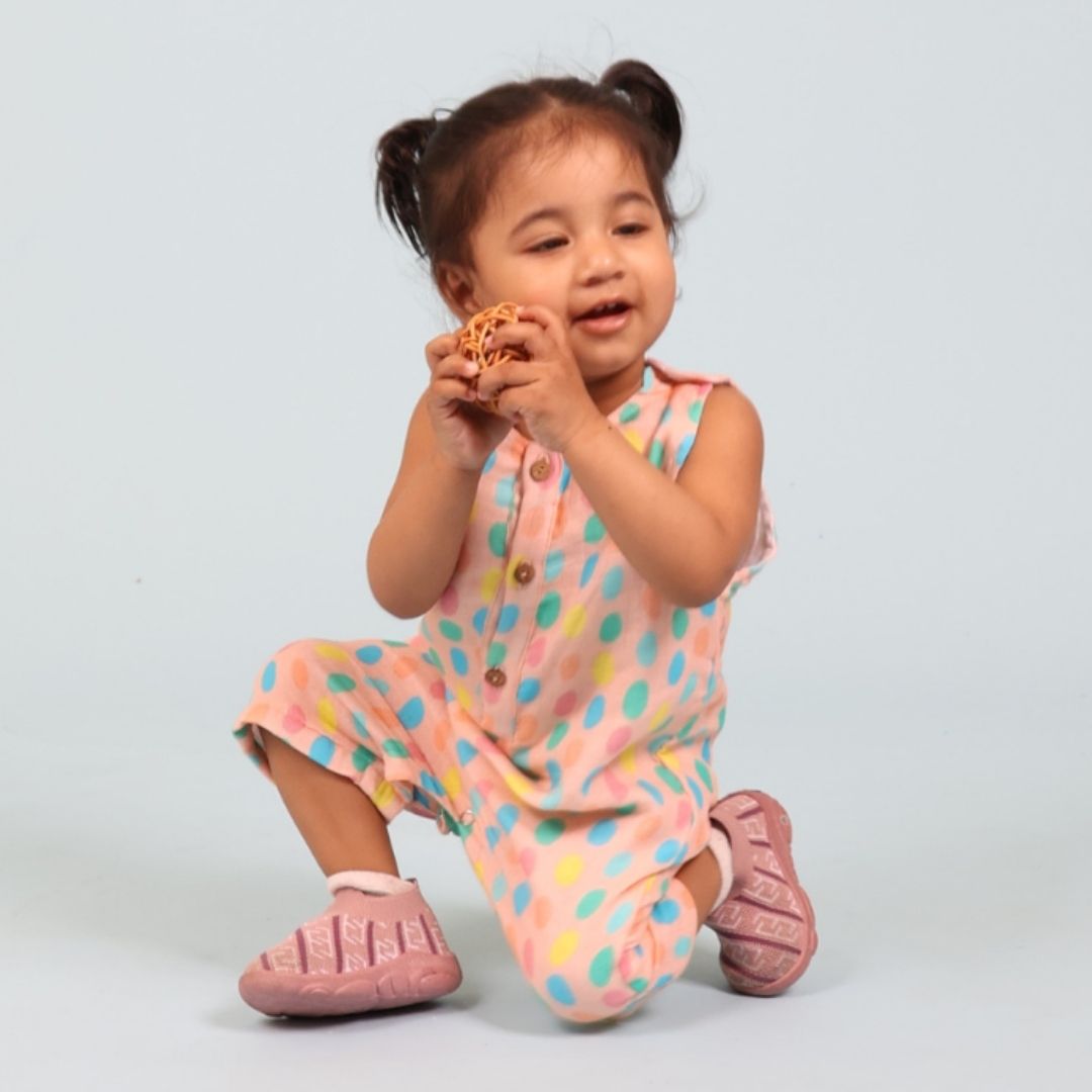 Polka Dot Double Layer Muslin Romper