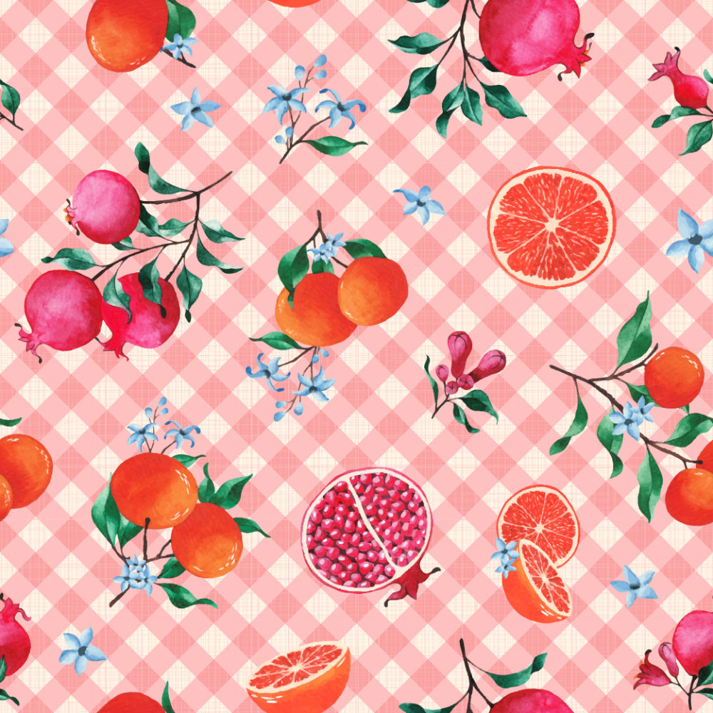 Citrus Gingham in Pretty Pink Organic Zipped Footed Sleepsuit