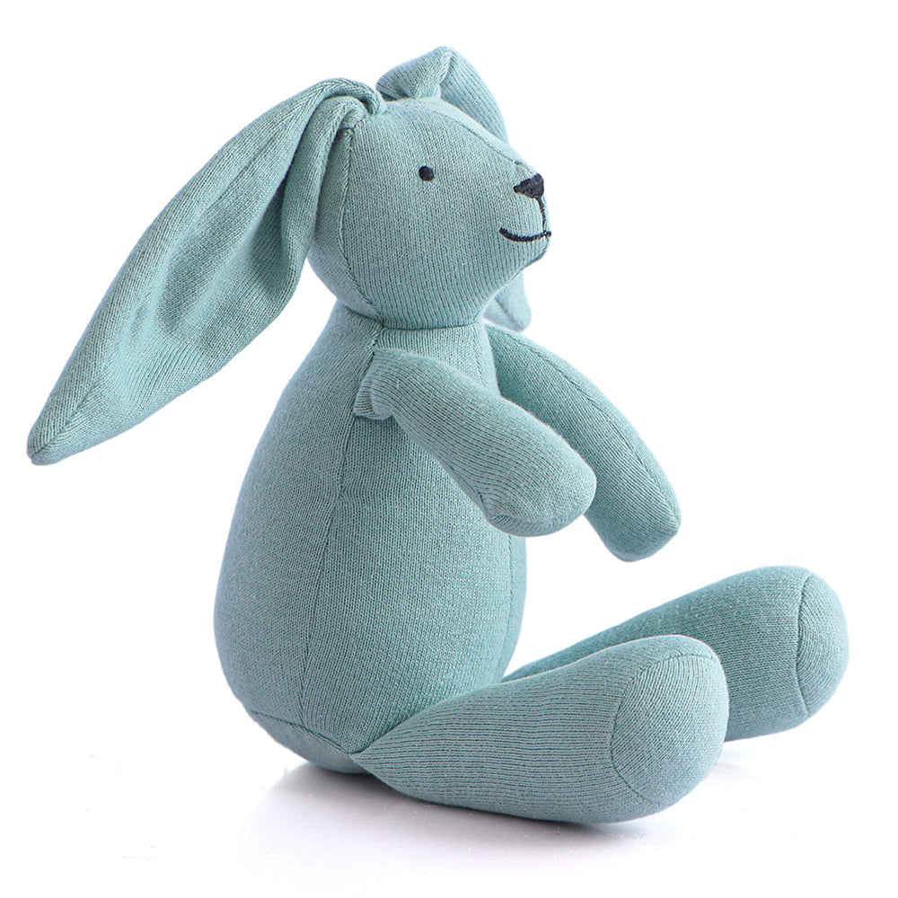 Rabbit Dull Blue Knitted Stuffed Soft Toy