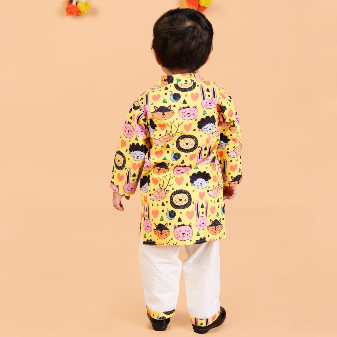 Sleepy Animals Cotton Kurta Set