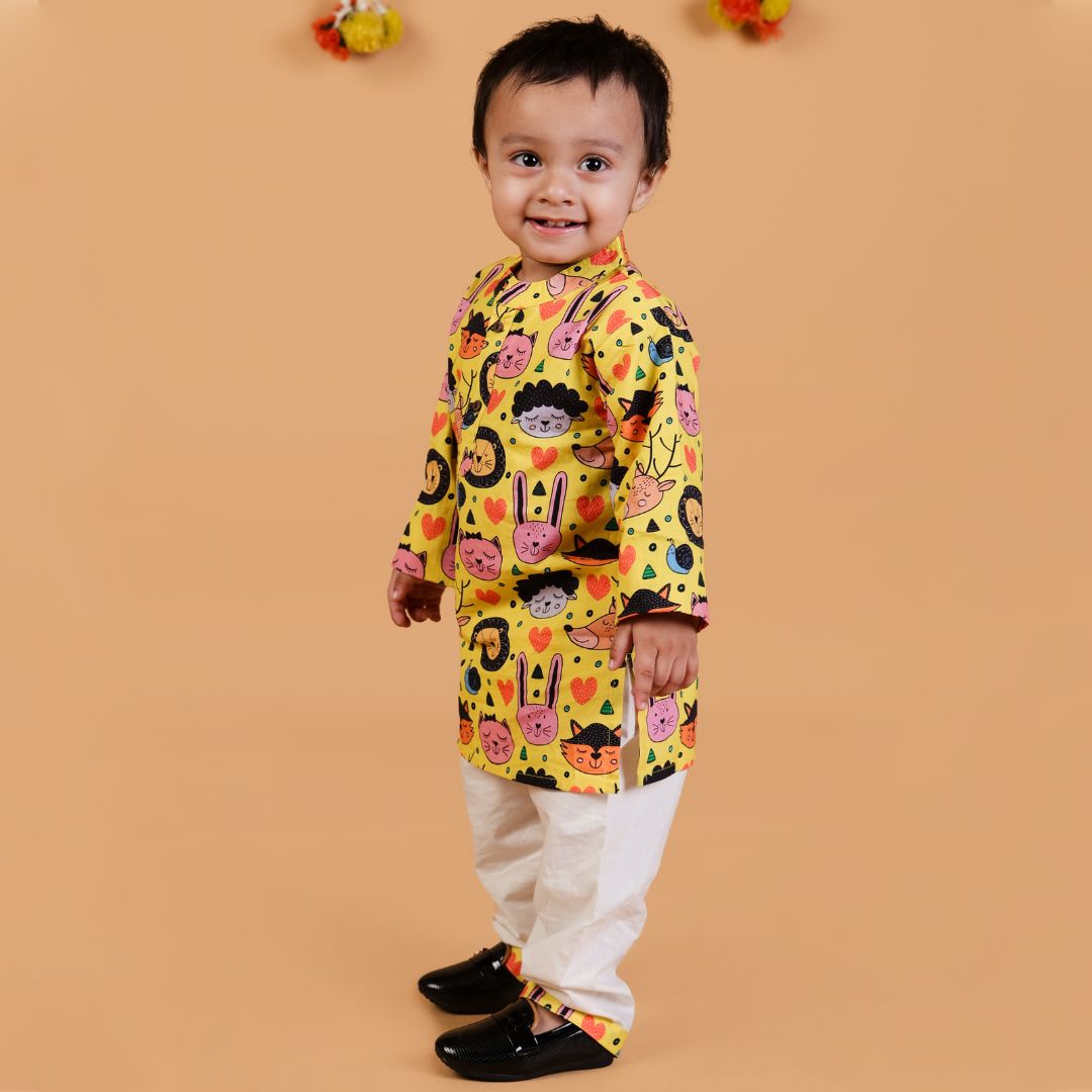 Sleepy Animals Cotton Kurta Set