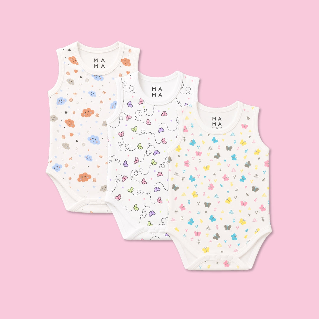 Pack of 3 Snap Inner Suits (Lil Fleas+Colorful Butterflies+Sweet Clouds)