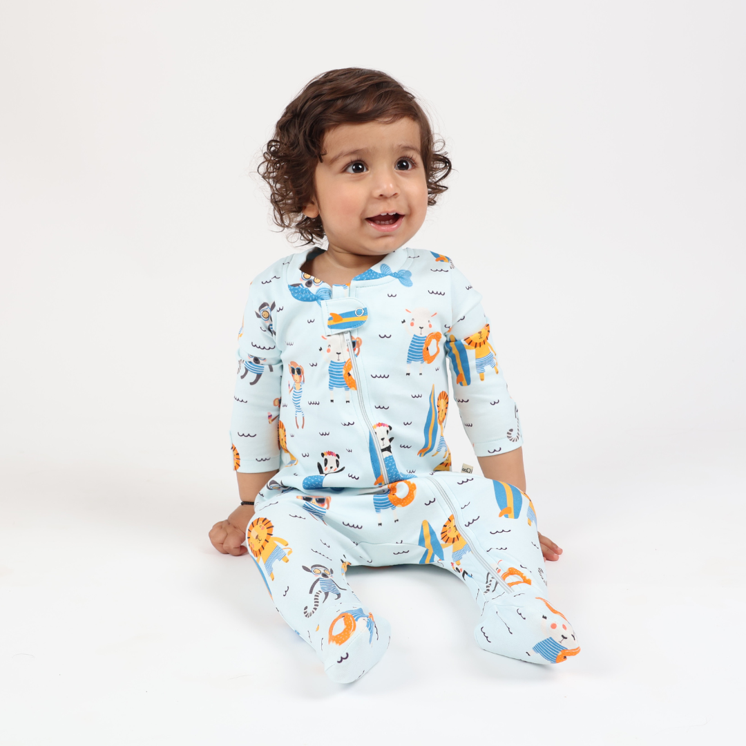 Zipped Footed Sleepsuit Summer Print - 3pc Pack