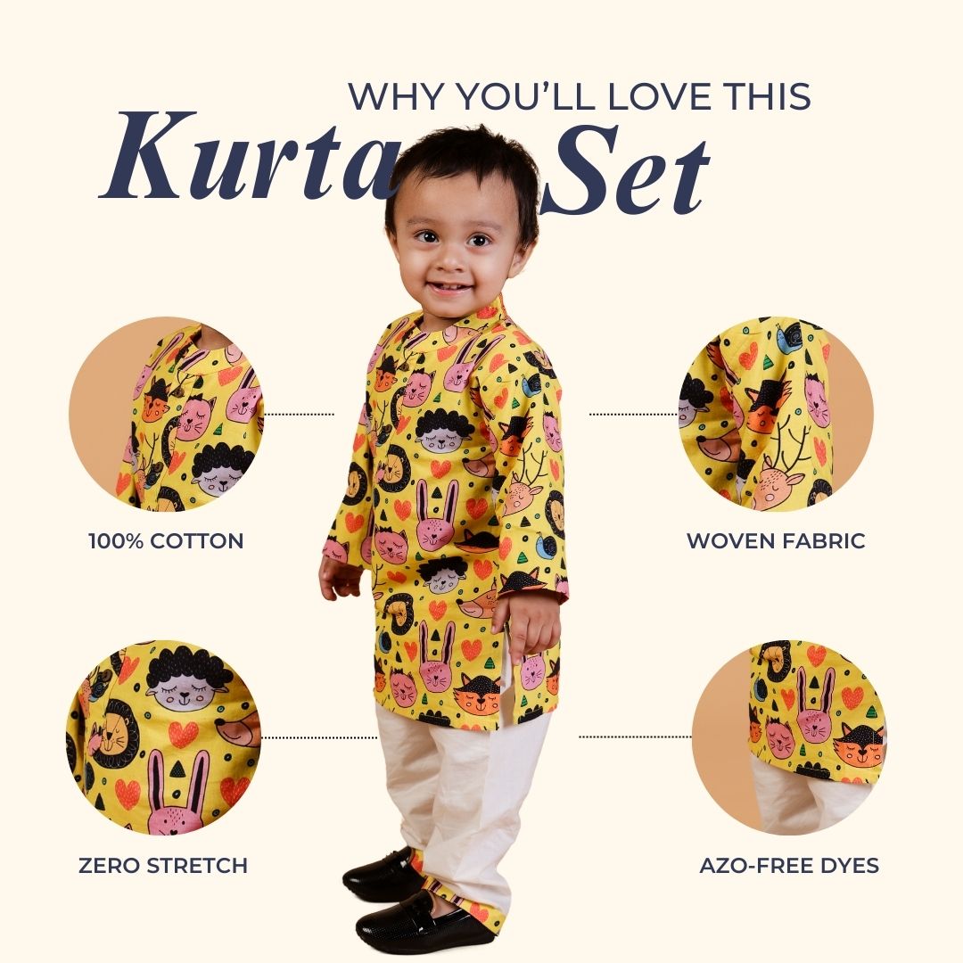 Sleepy Animals Cotton Kurta Set