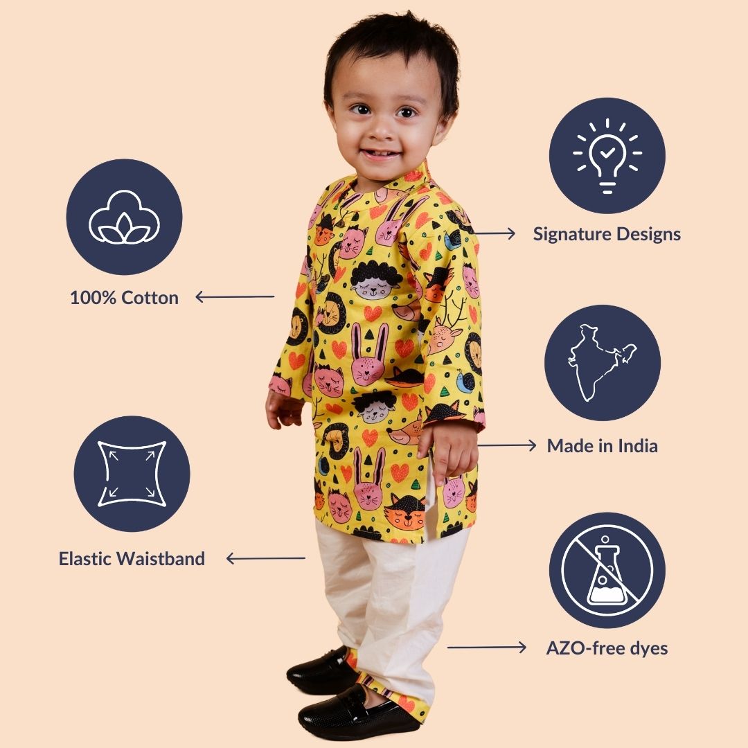 Sleepy Animals Cotton Kurta Set