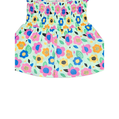 Smocked Kurta Top with Wide Pants in Bright Floral