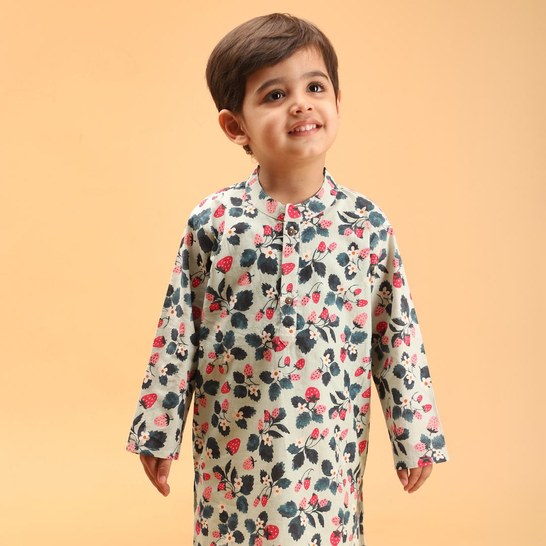 Strawberry Fields Cotton Kurta Set