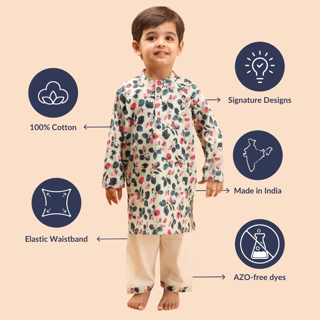 Strawberry Fields Cotton Kurta Set