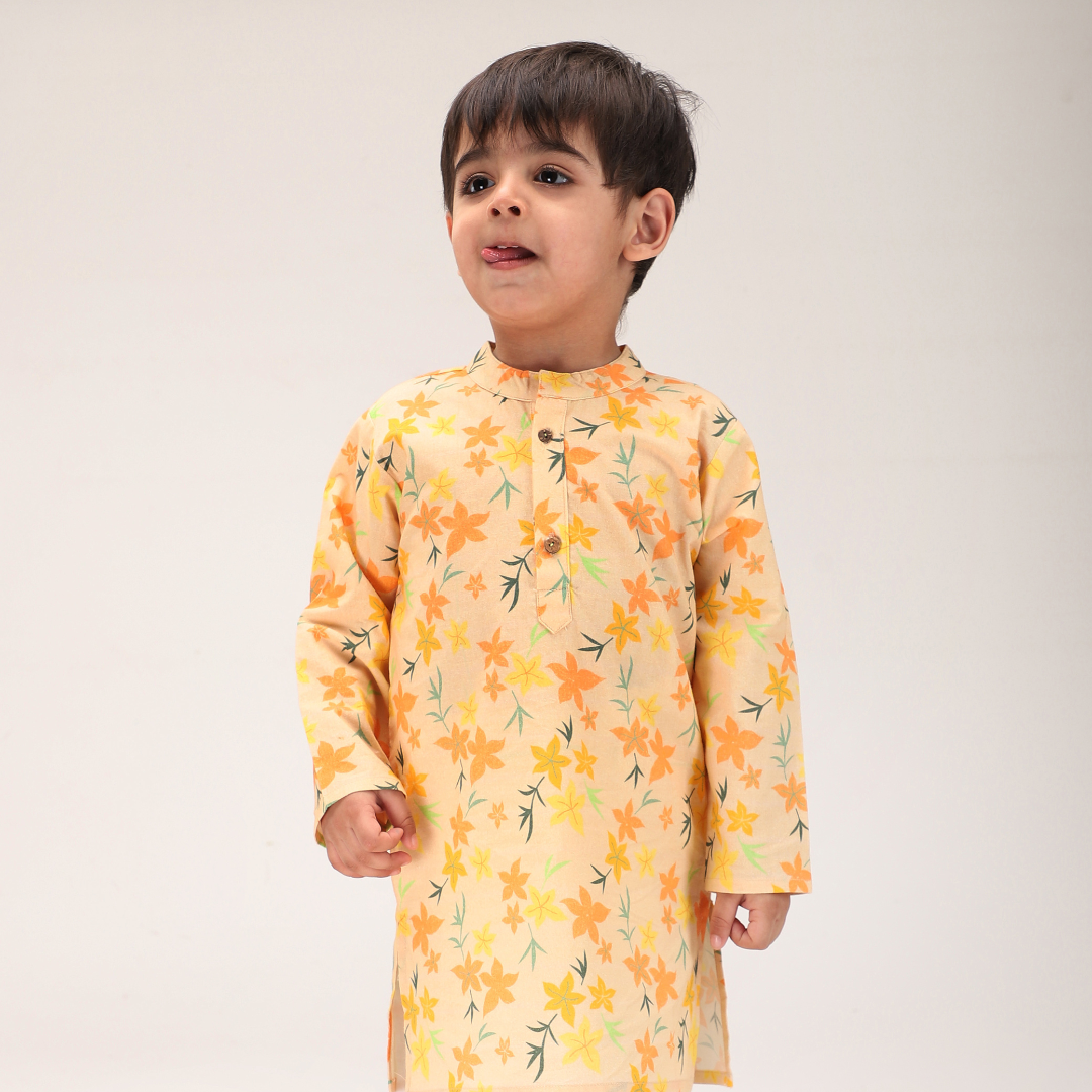 Summer Orange Floral Kurta Set