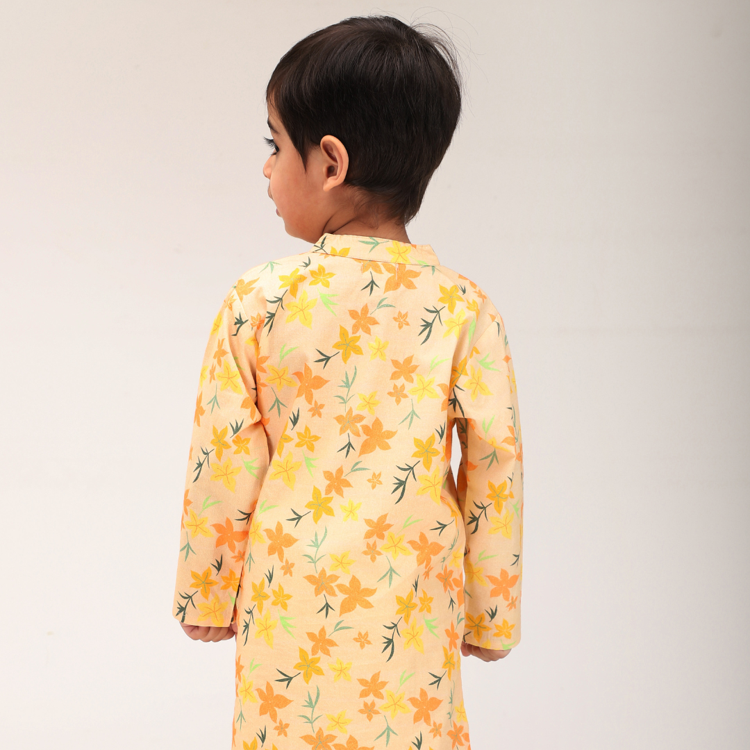 Summer Orange Floral Kurta Set