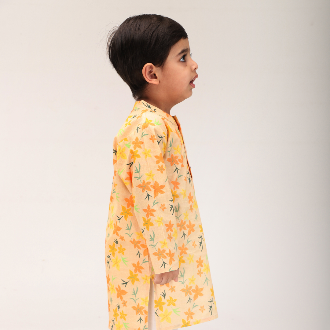 Summer Orange Floral Kurta Set