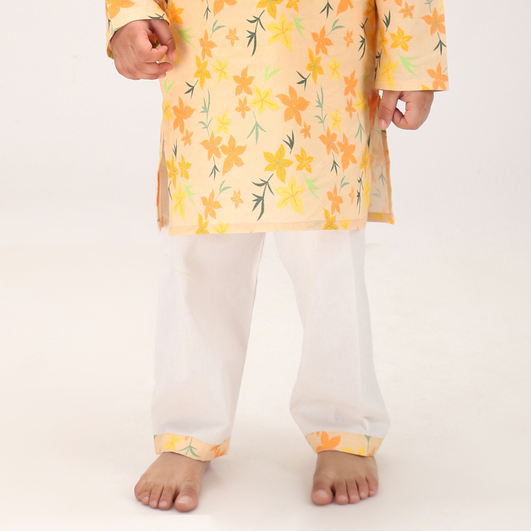 Summer Orange Floral Kurta Set