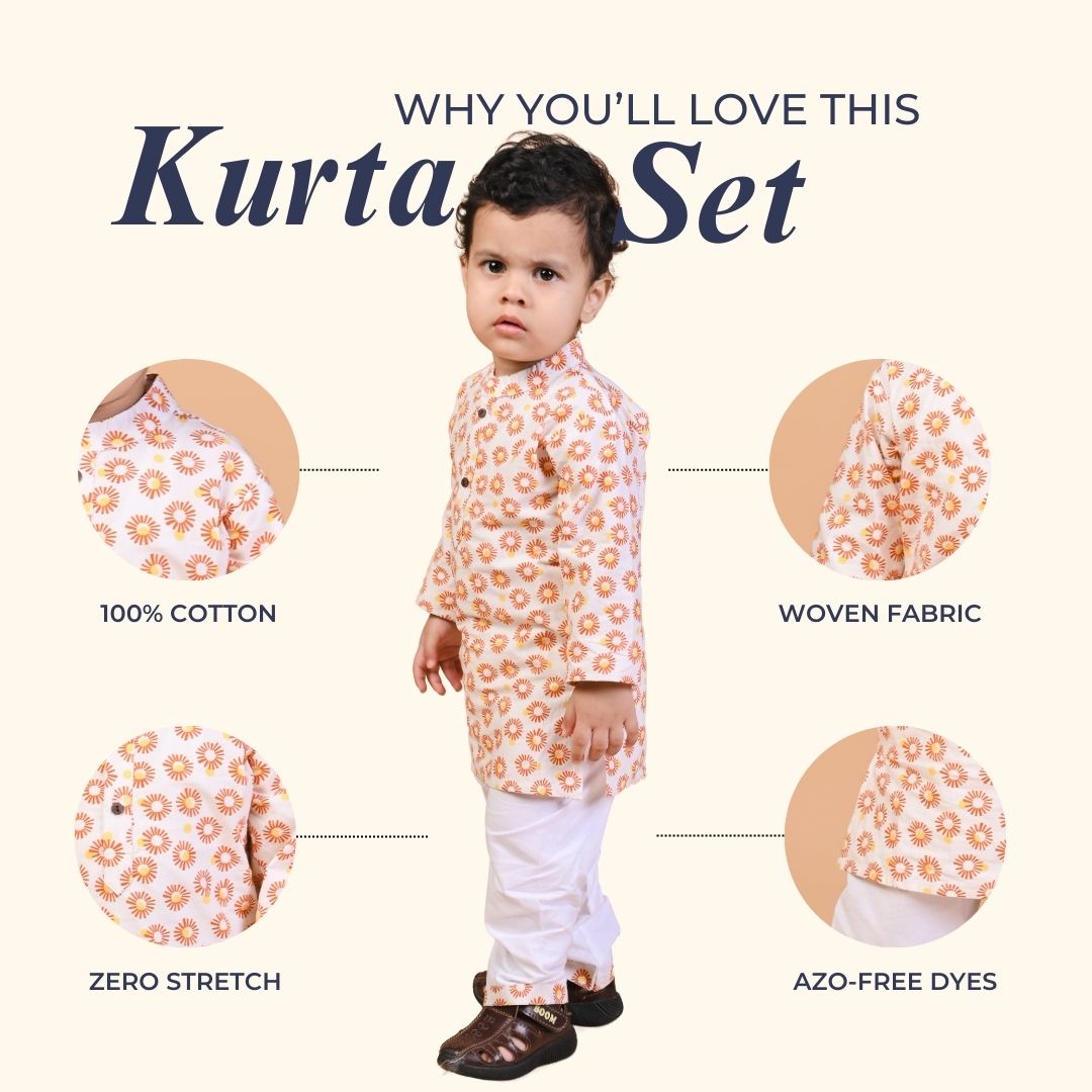 100% Cotton Kurta Set, Sunflower