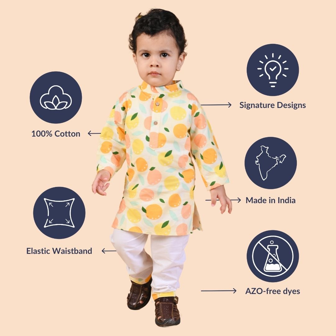 Tangy Tangerine Cotton Kurta Set