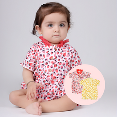 Combo of Jumpsuit with lace collar in Strawberry & Sunflower