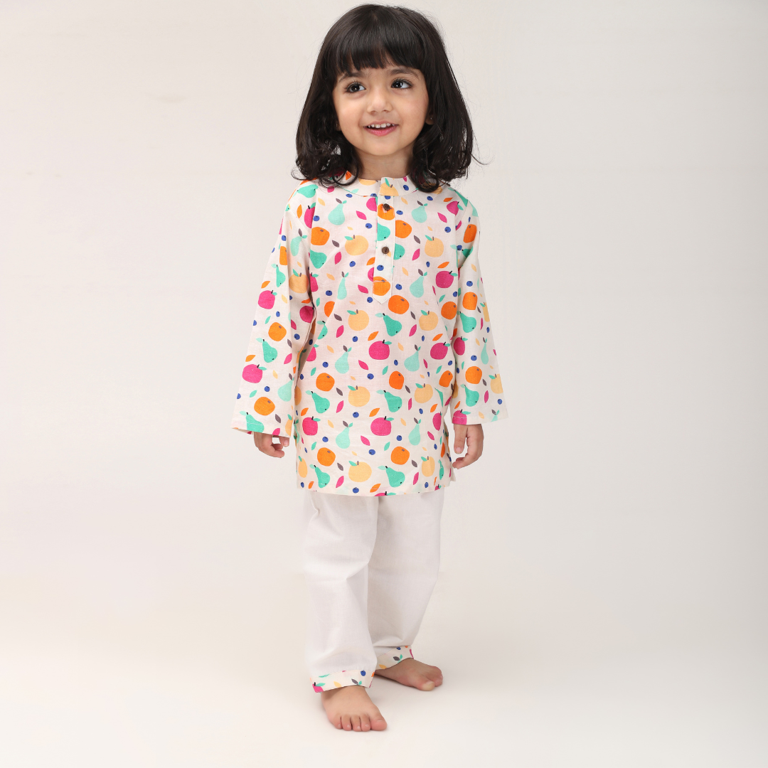 Tropical Fruits Cotton Kurta Set