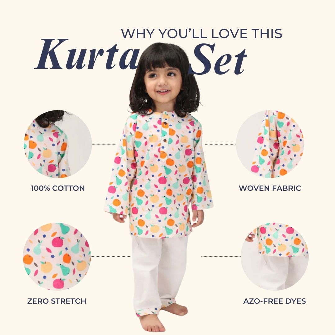 Tropical Fruits Cotton Kurta Set