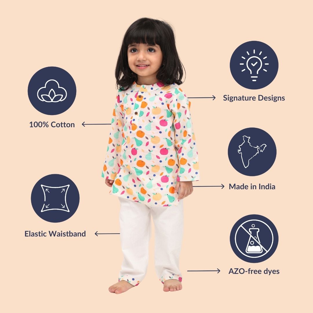 Tropical Fruits Cotton Kurta Set