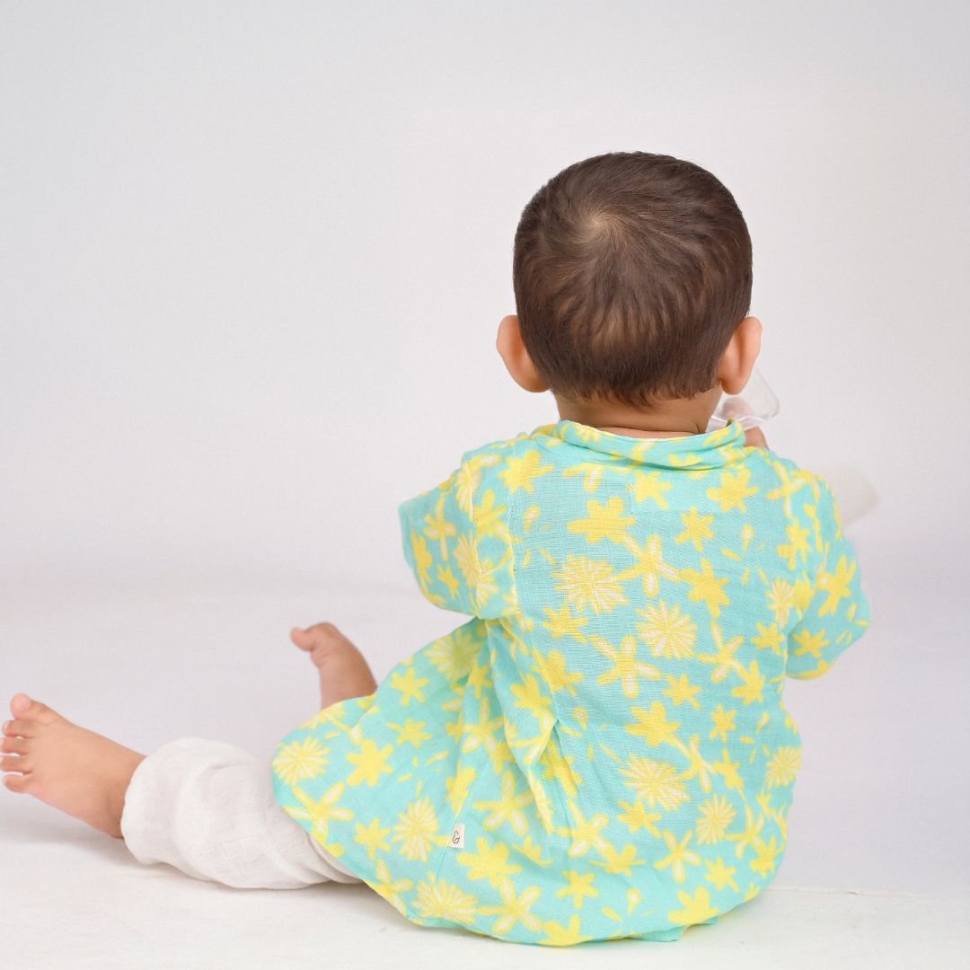 Summer Daisies Muslin Angrakha Set