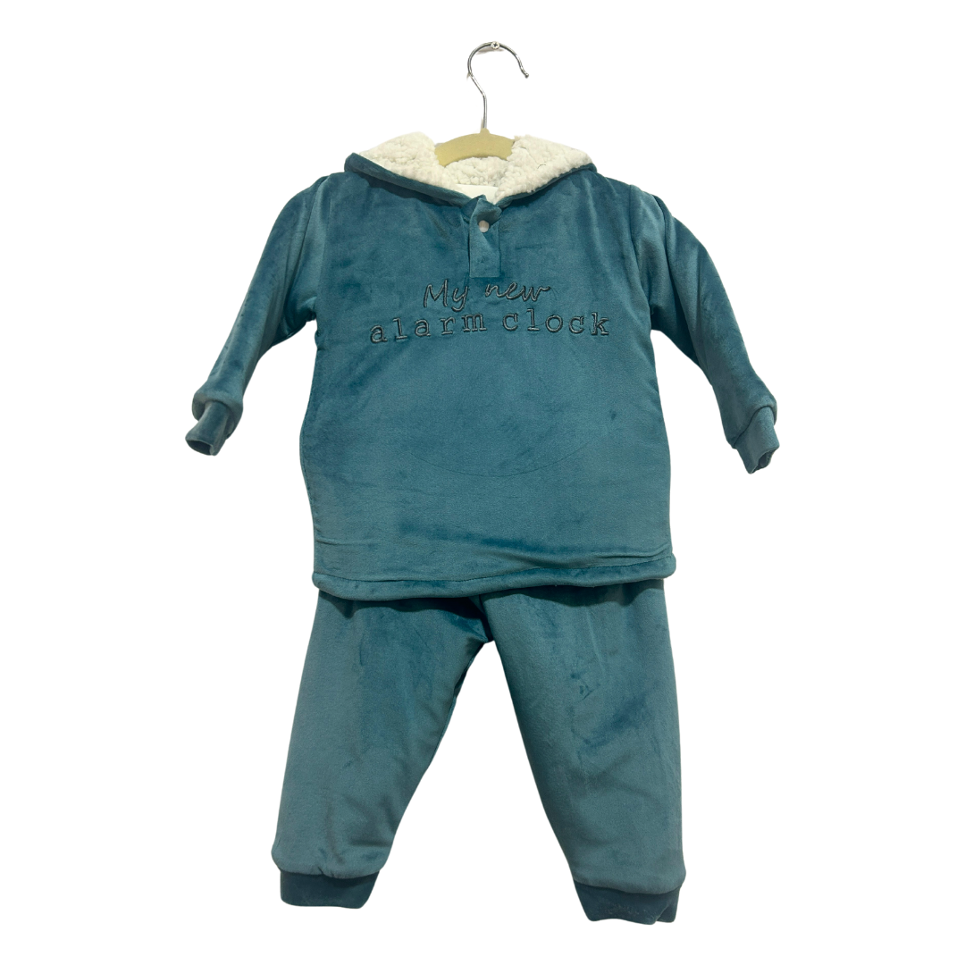 Alarm Clock Winter Velvet Co-Ord Set with Sherpa - Teal