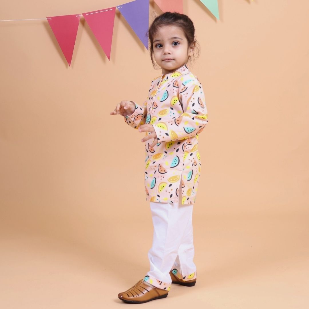 Vibrant Lemons Cotton Kurta Set