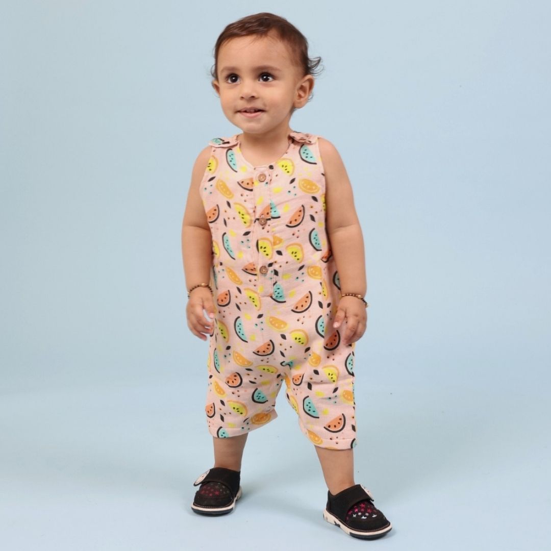 Vibrant Lemons Double Layer Muslin Romper